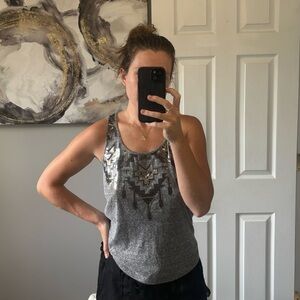Express Gray Sequin Tank
